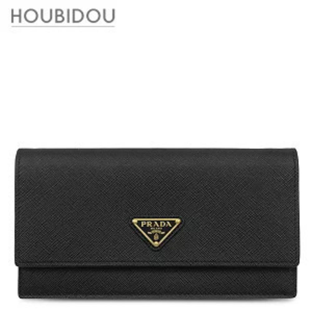 Prada Shoulder Bag Saffiano Leather Black Triangle